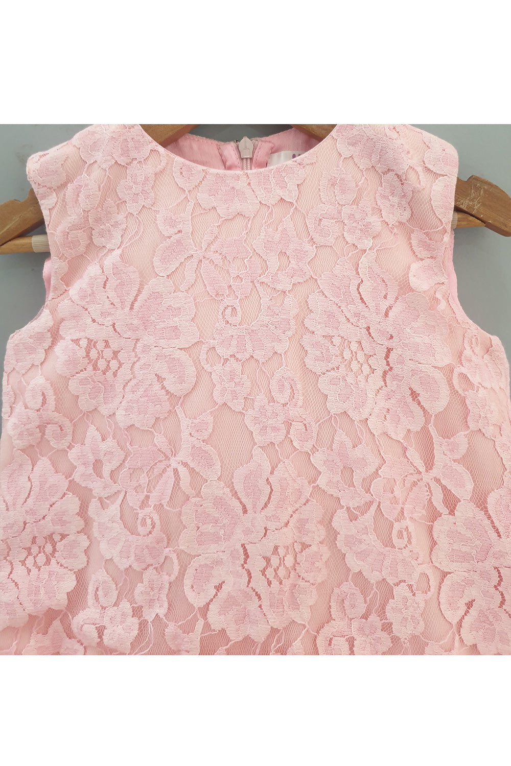 Pink Net Sleeveless Frill Dress