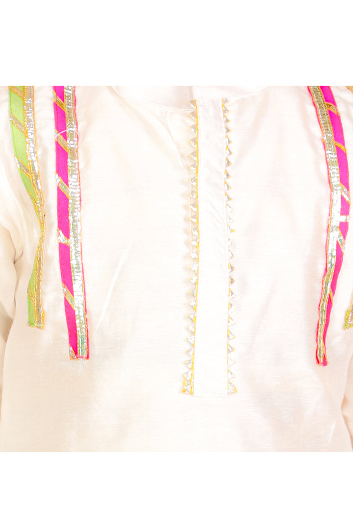White Gota Embroidered Kurta With Pant Set