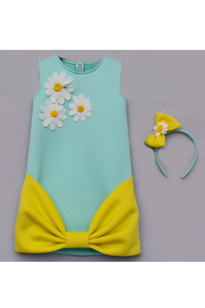 Sea green and lemon yellow lycra dress