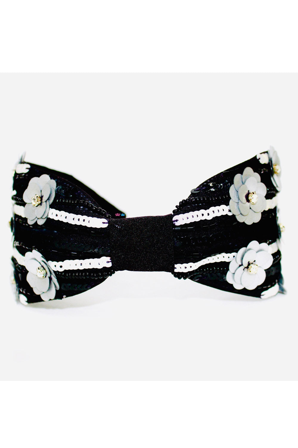 Black and grey sequins flower hairband