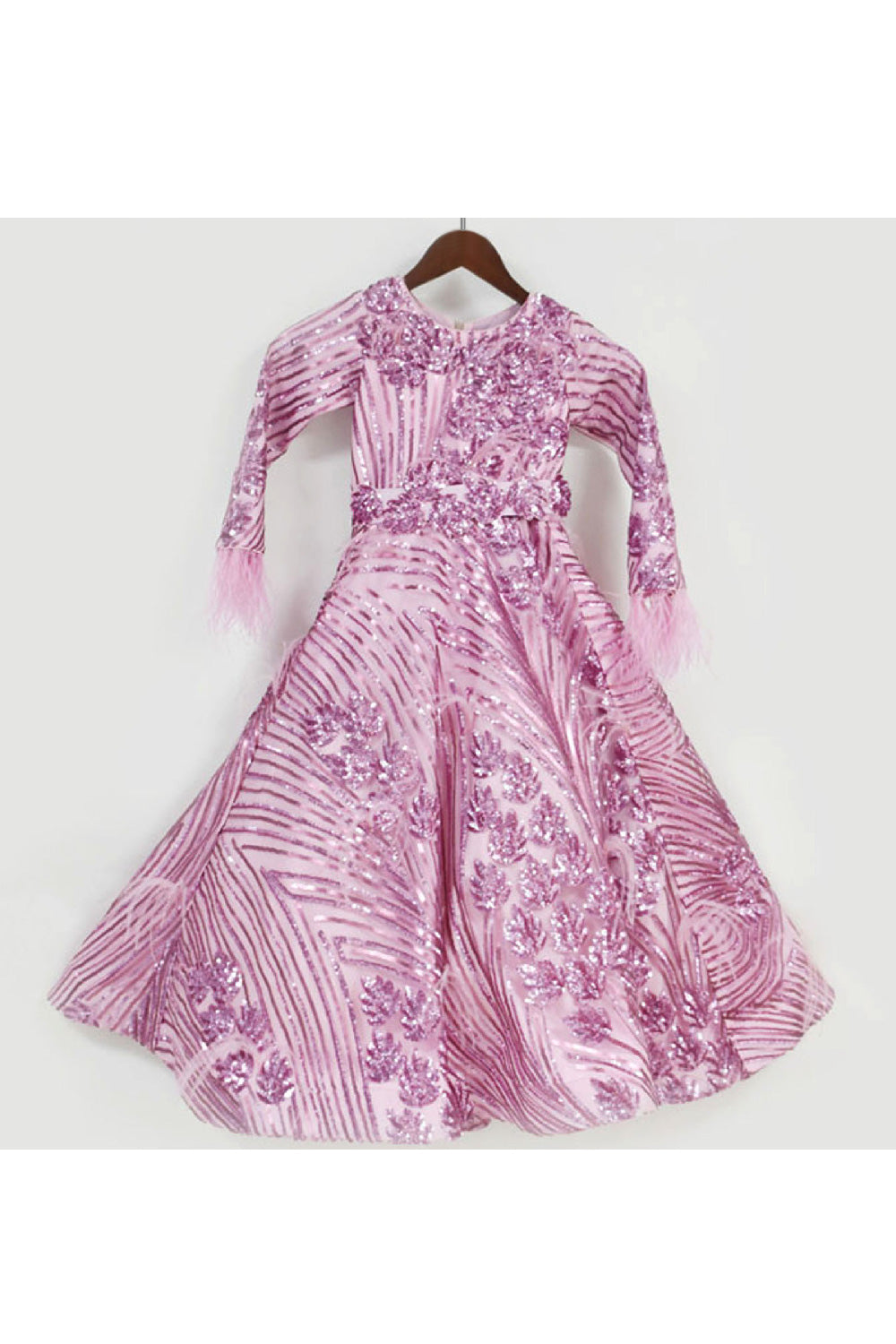 Flower Detailing And Sequins Embroidered Gown