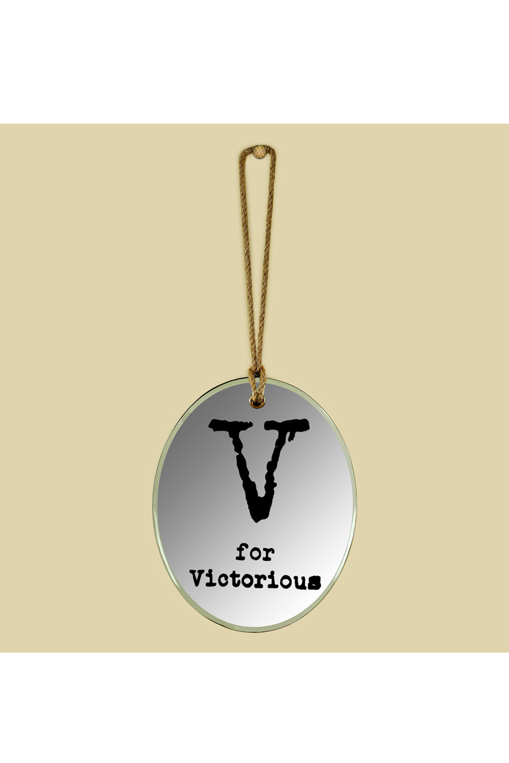 V For Victorious Oval Mirror Frame