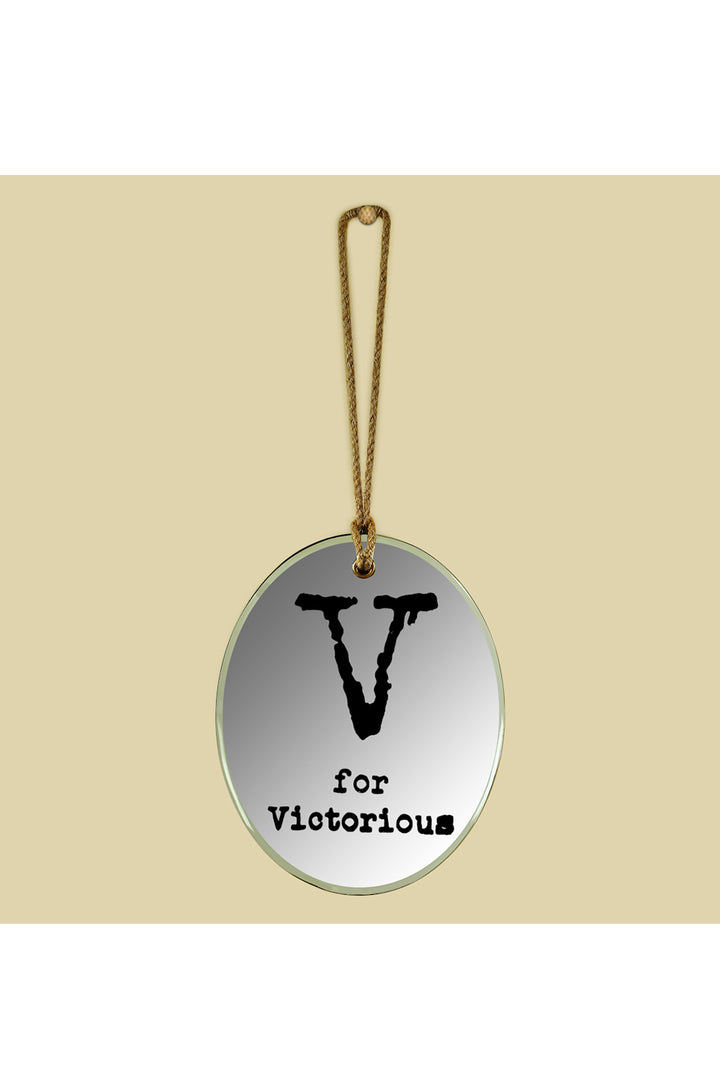 V For Victorious Oval Mirror Frame