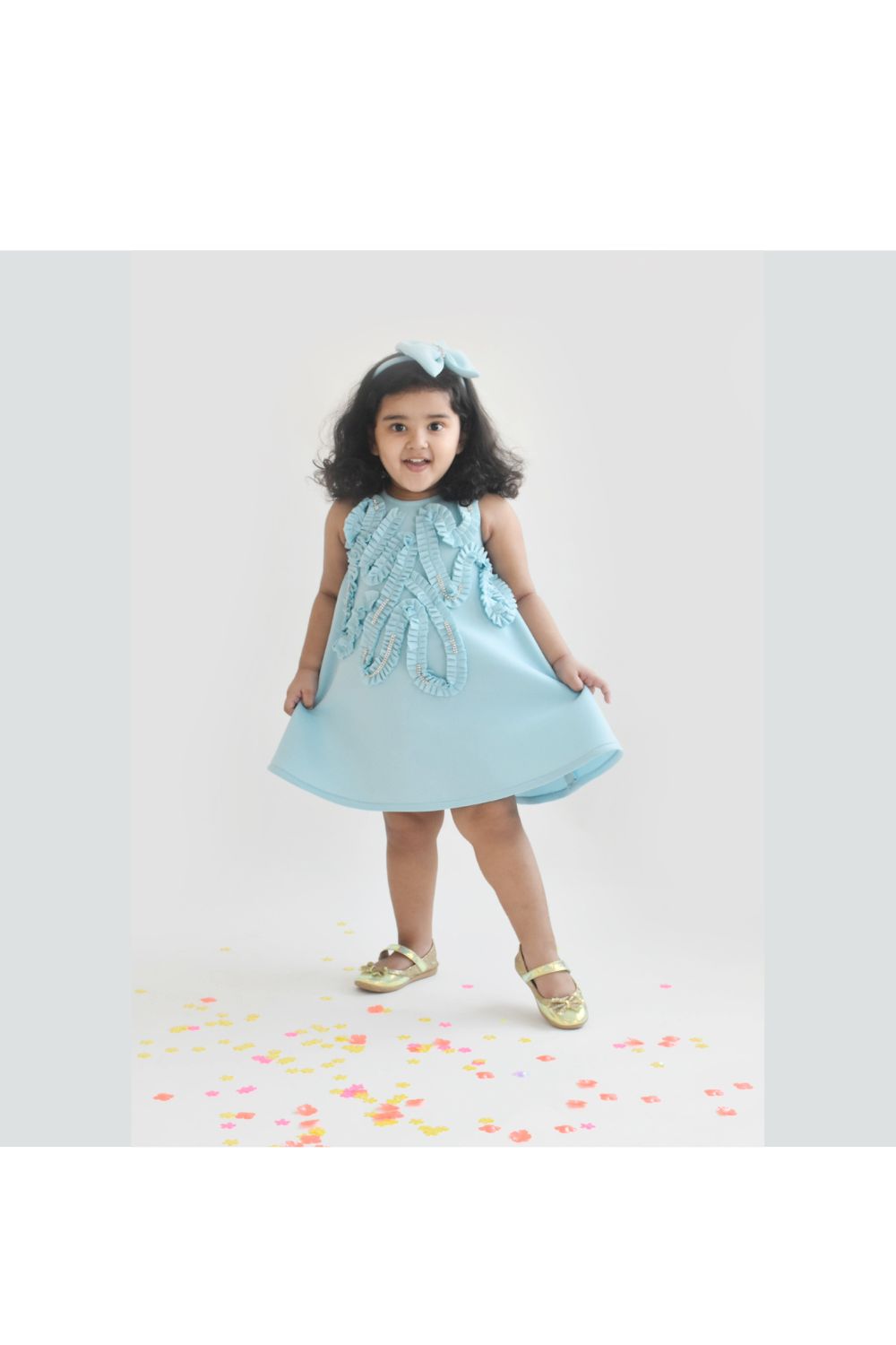 Blue A Line Lycra Dress