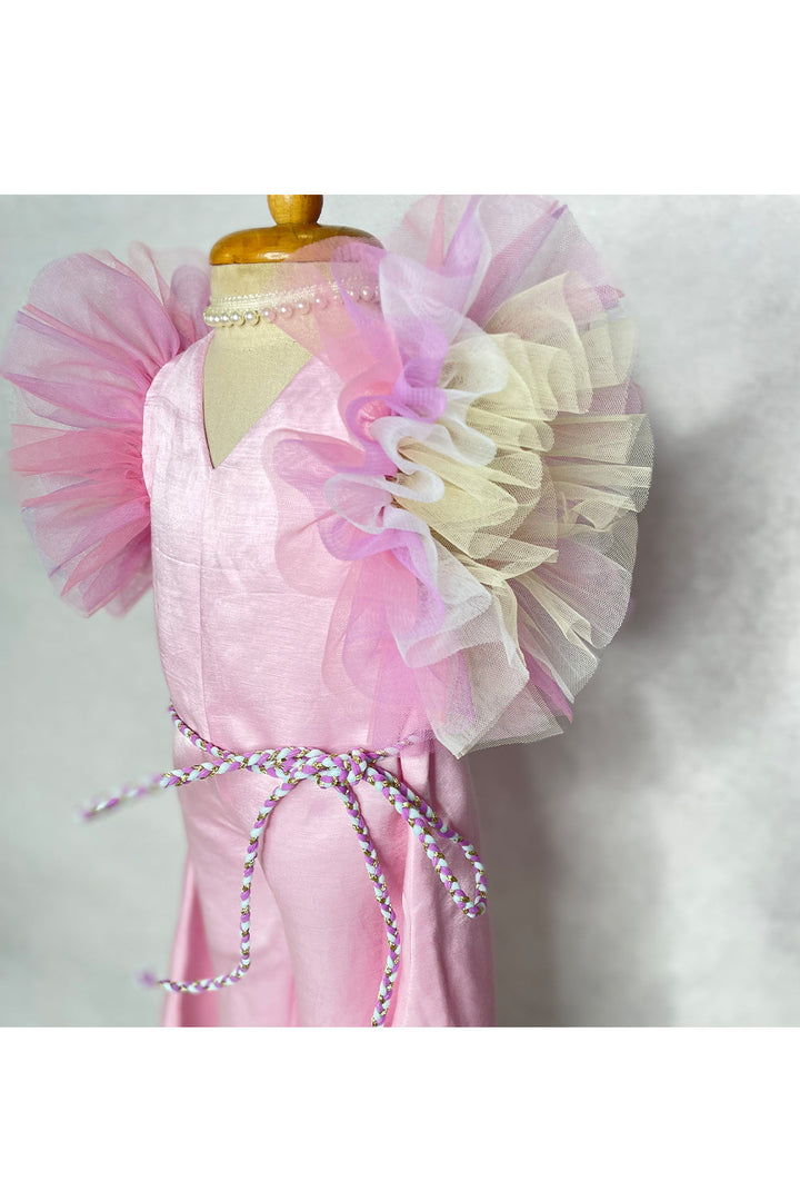 Holographic Sequins Embroidered Calf Length Dress With Braid Belt