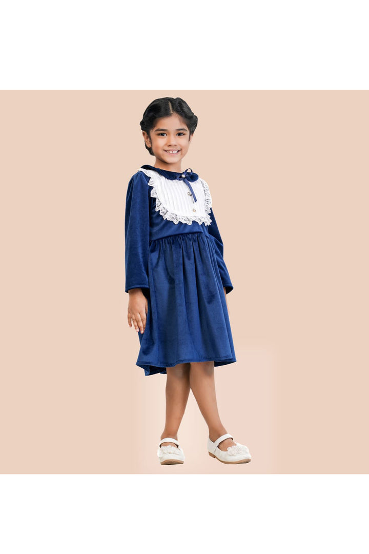 Velvet knee length party frock dress