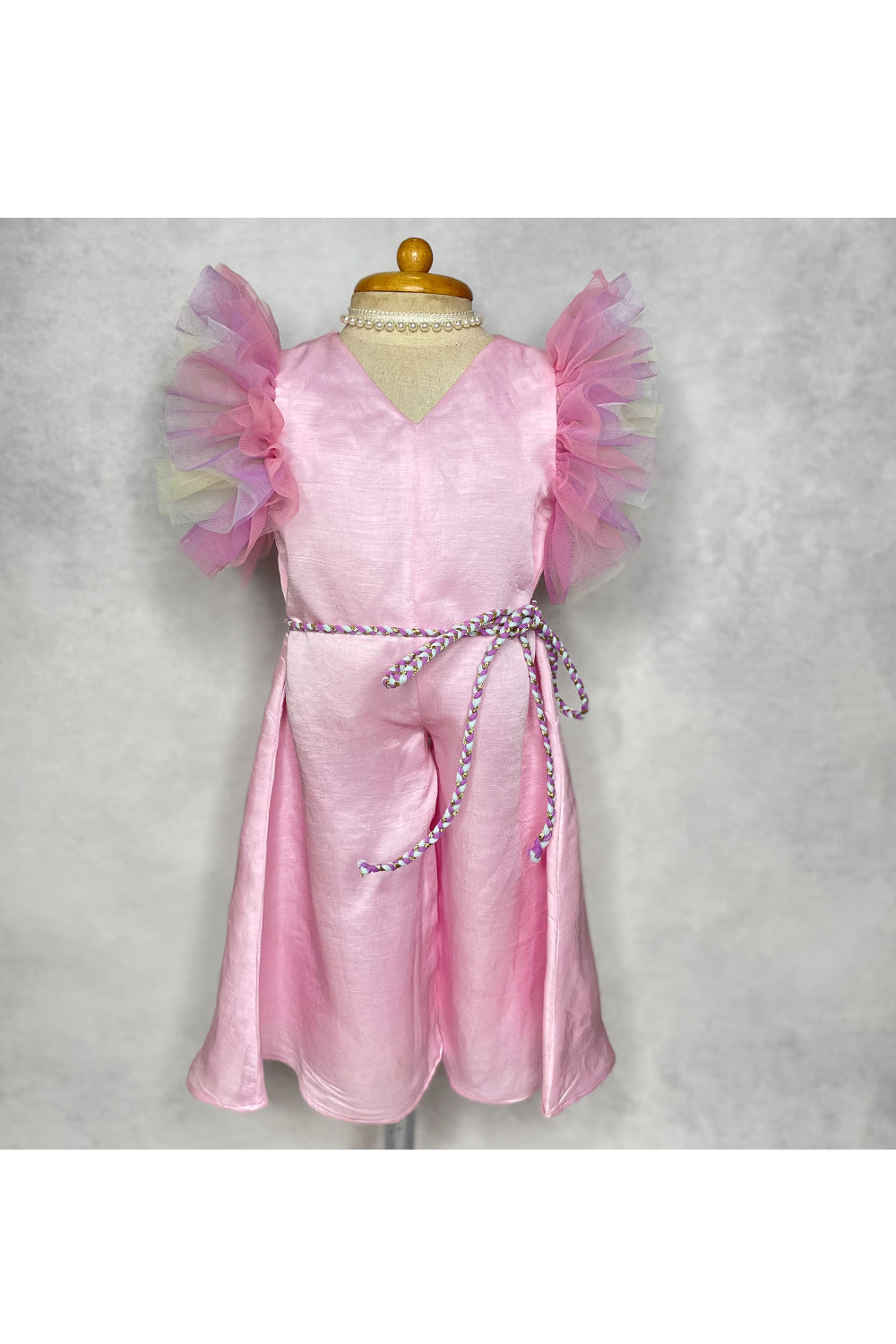 Holographic Sequins Embroidered Calf Length Dress With Braid Belt