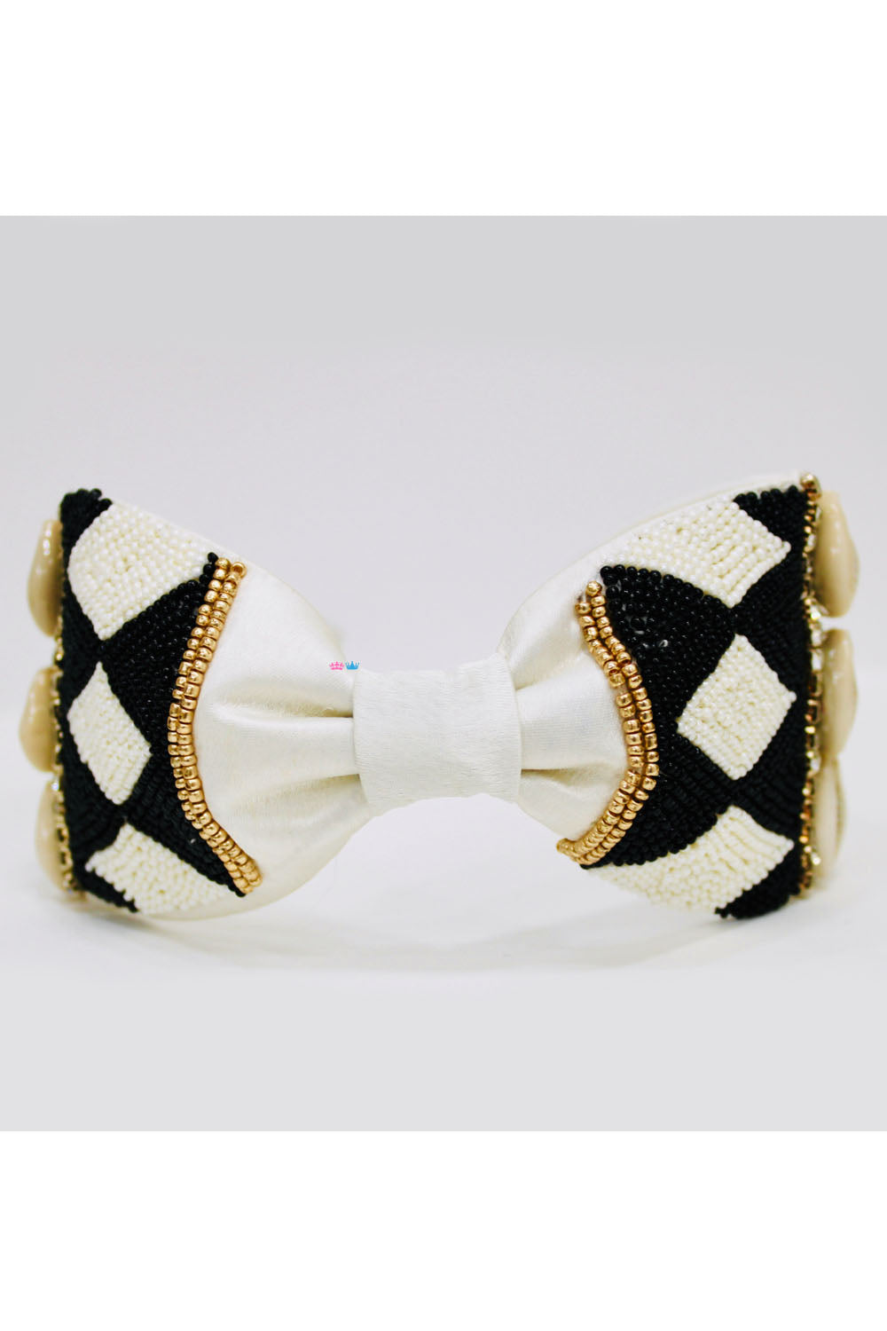 Black and white embroidery hairband