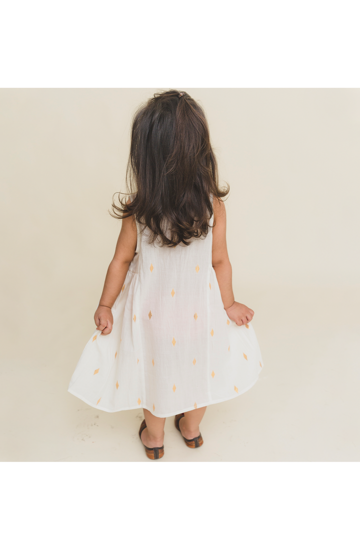 White and gold weave dress