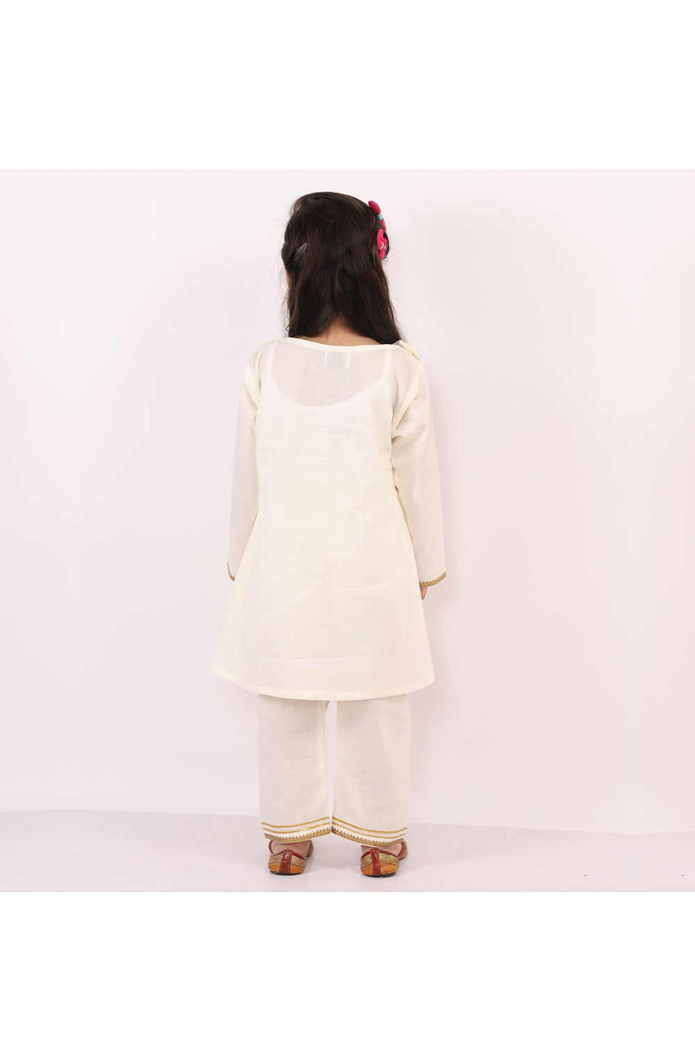 Off White Happy Holi Yoke Embroidered Frontsplit Kurta With Pyjama