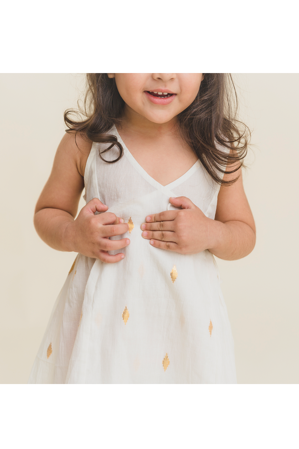 White and gold weave dress