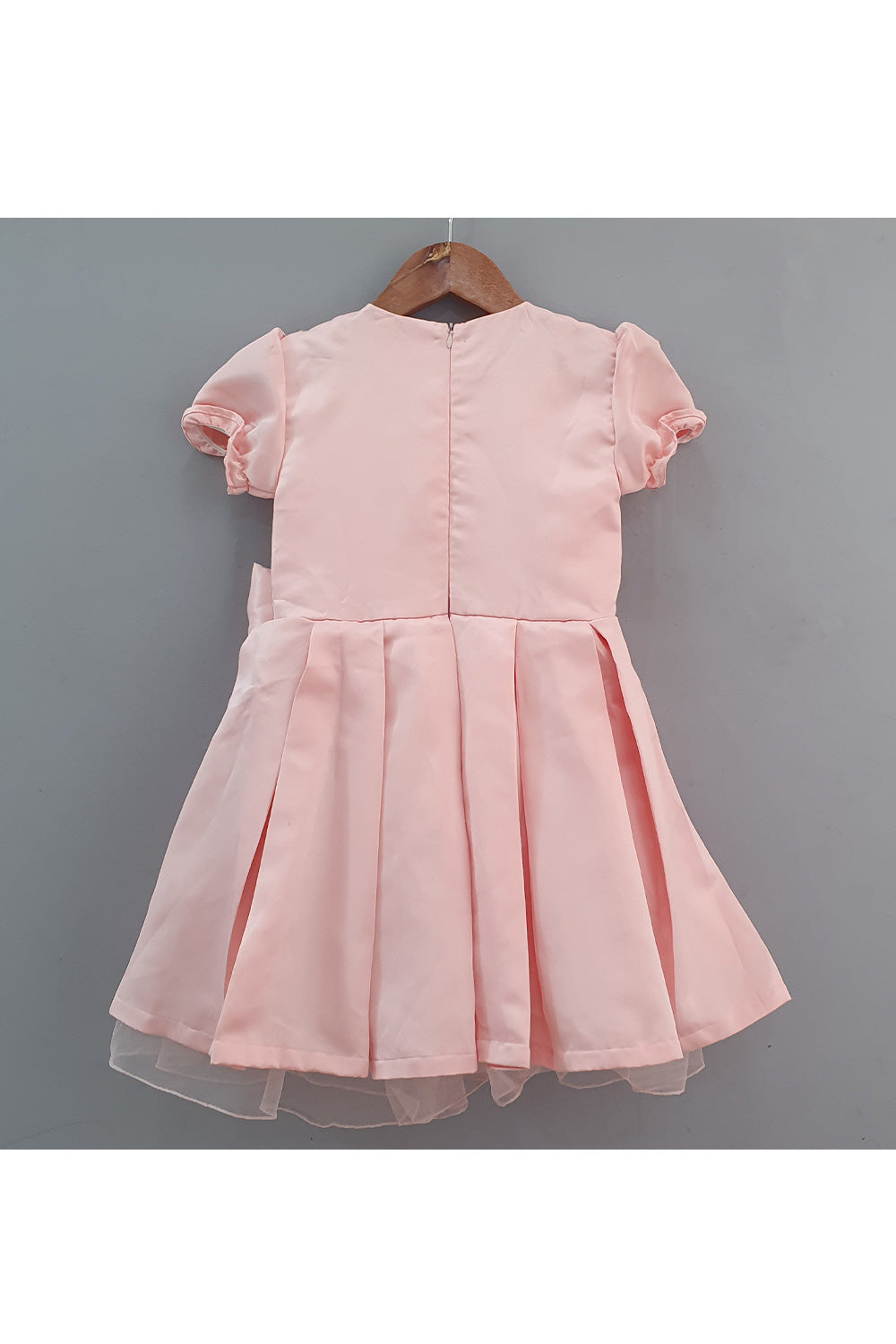 Peach Pearl Embroidered Pleated Dress