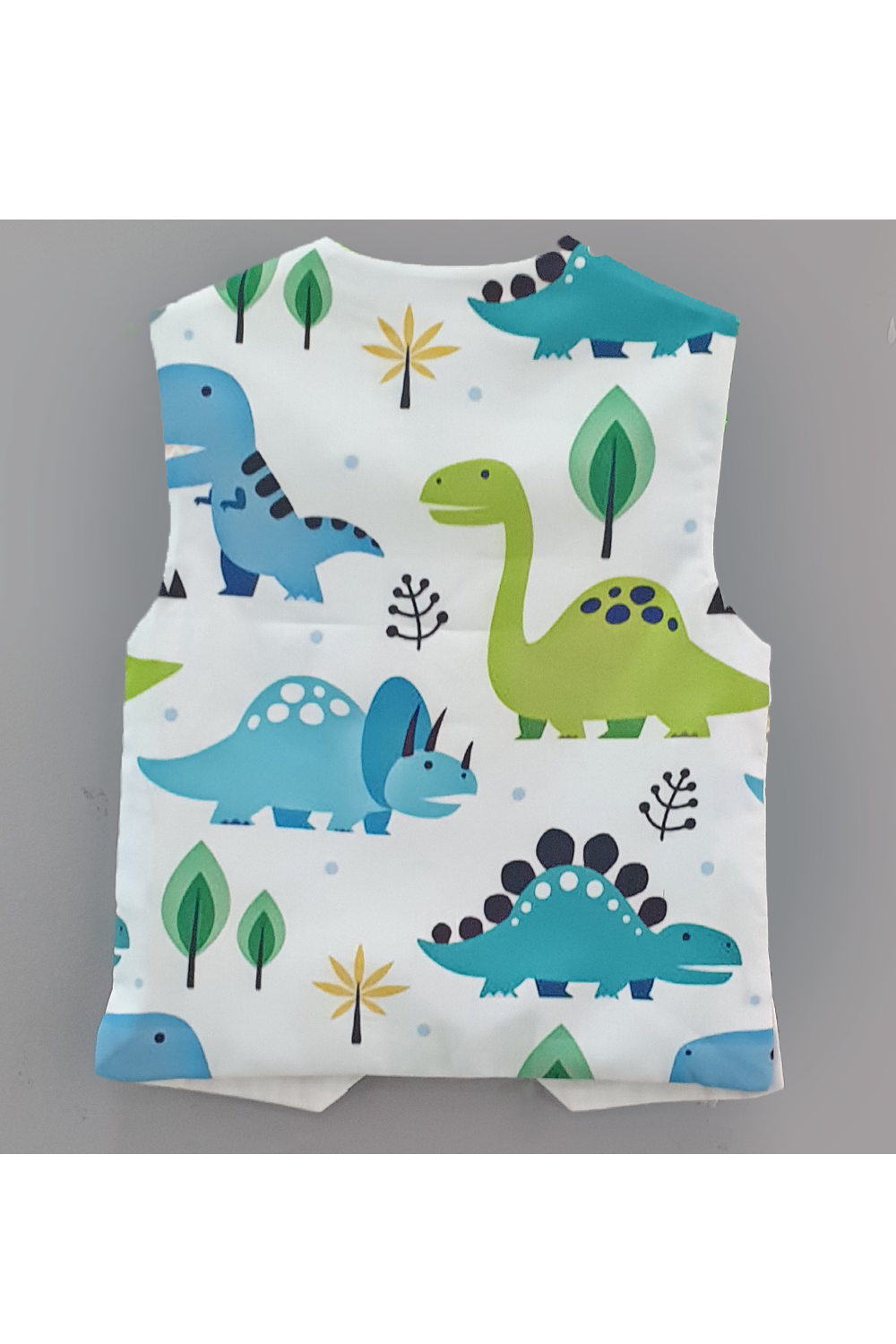 Dinosaur printed white waistcoat