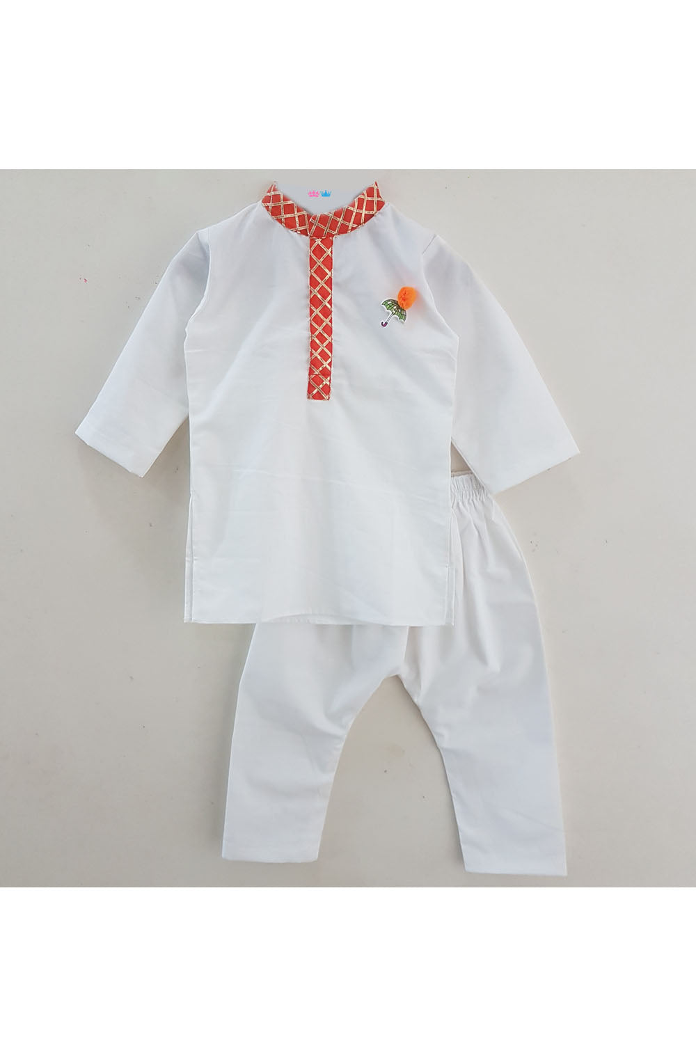 White kurta and pyjama with gota detailing