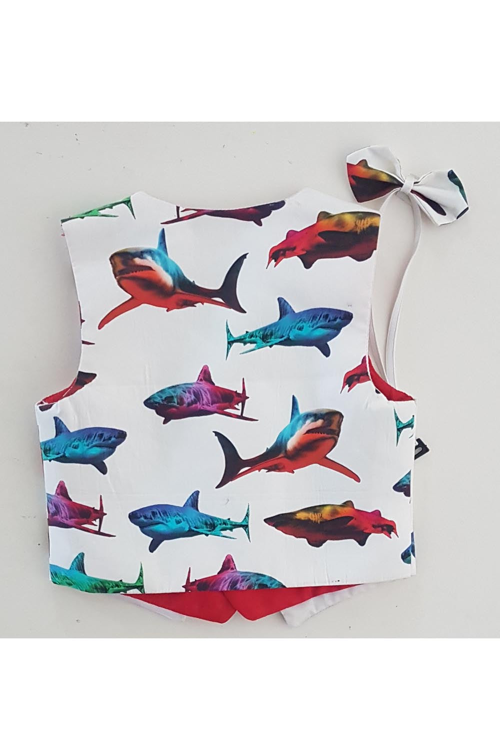 White fish print toddler waistcoat