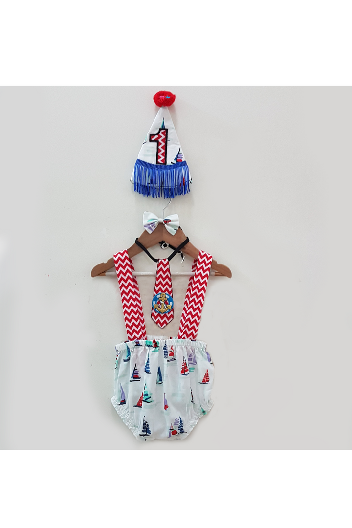 Nautical theme cake smash outfit