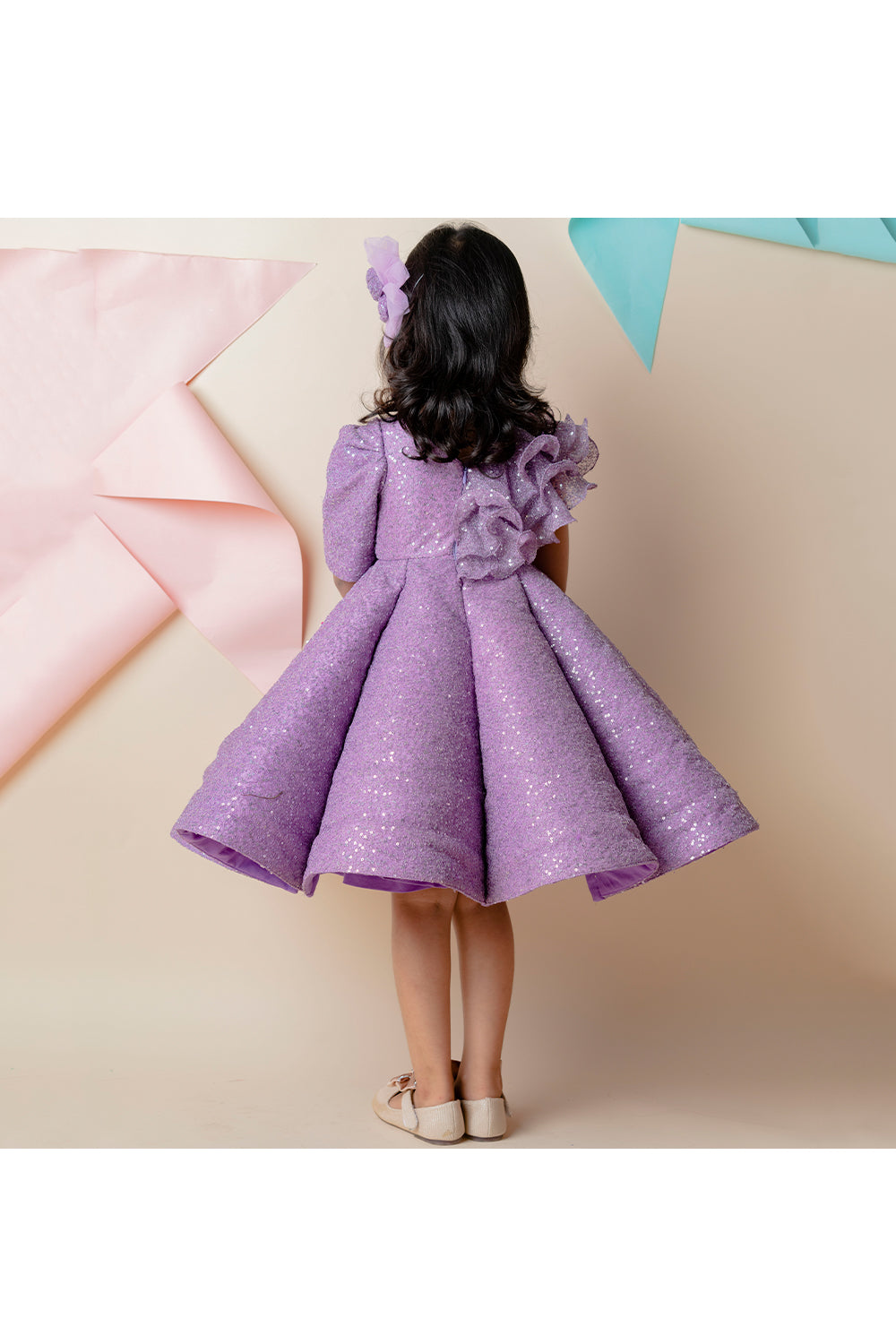 Lavender sequins structured dress