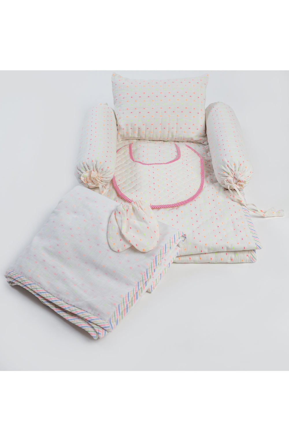 Polka Dot And Stripes Printed Bedding Set