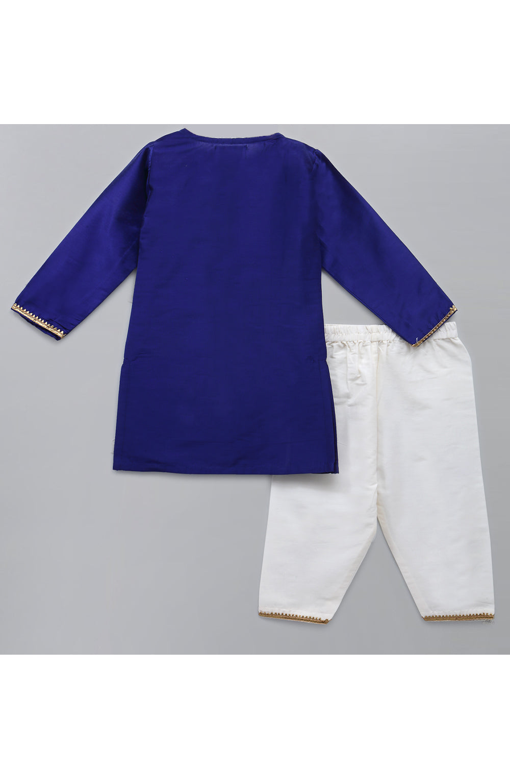 Blue Embroidered A Line Kurta With White Pyjama