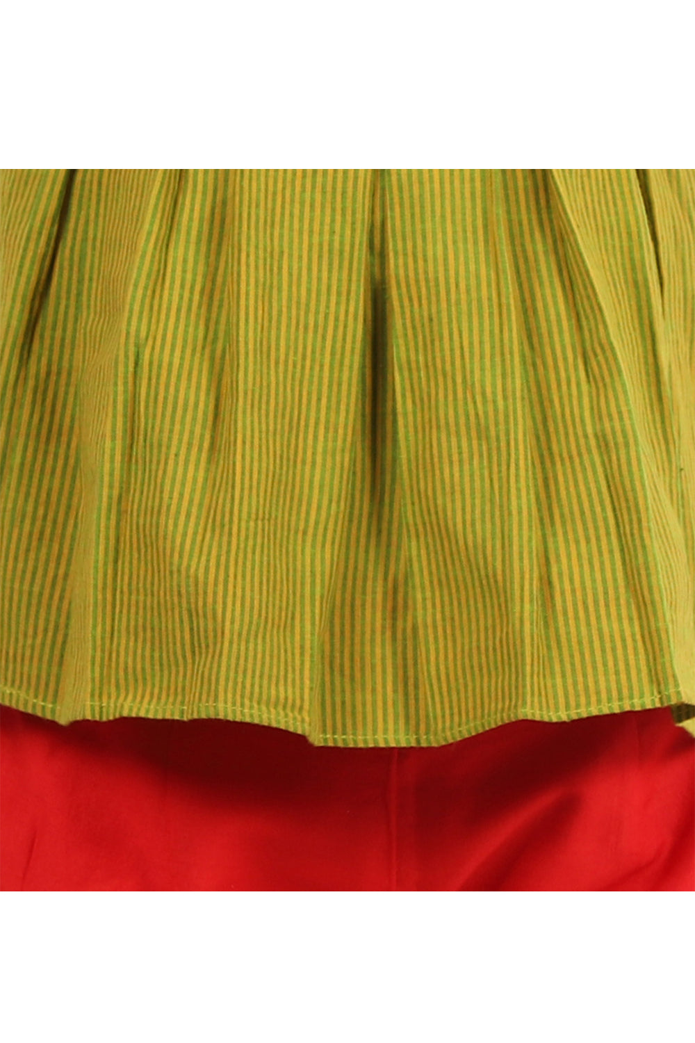 Green striped pleated top with layered palazzo set