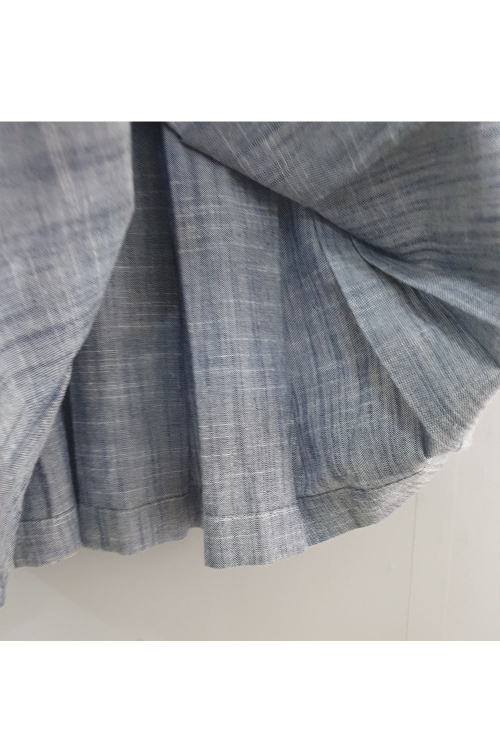 Bluish grey chambray box pleated frock dress