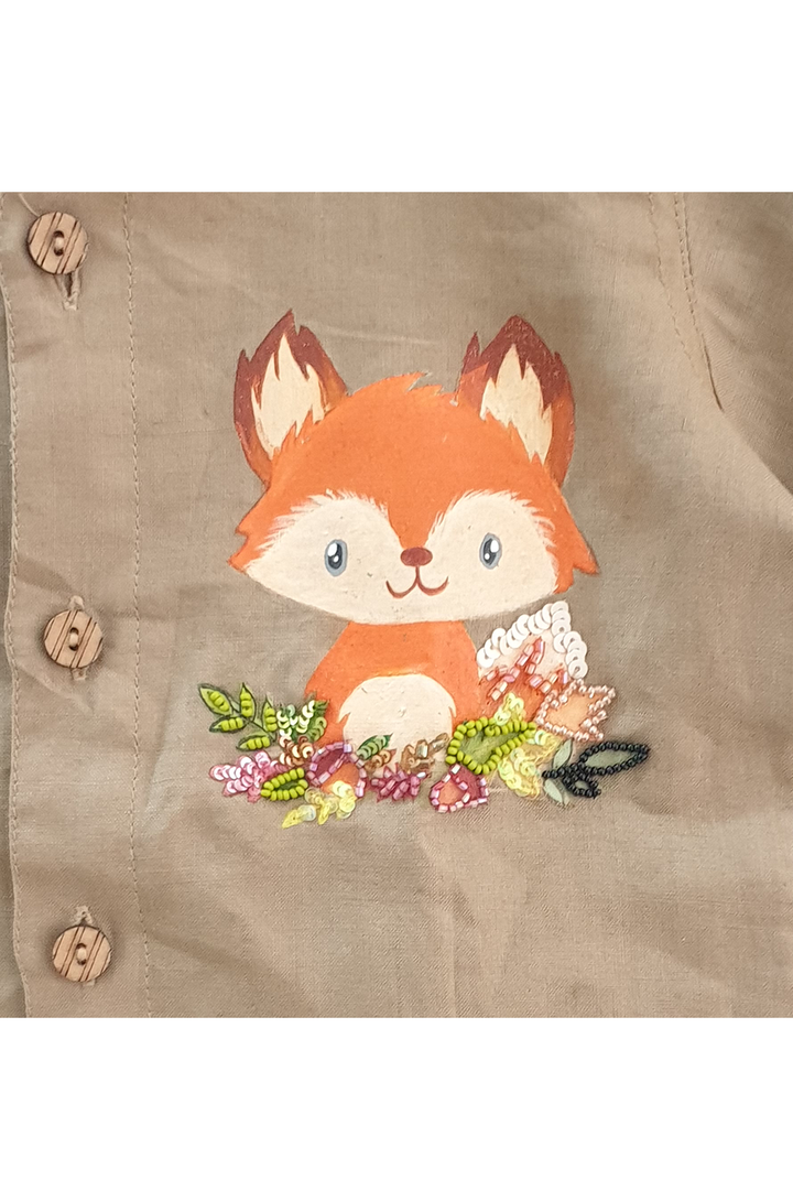 Hand painted fox brown shirt
