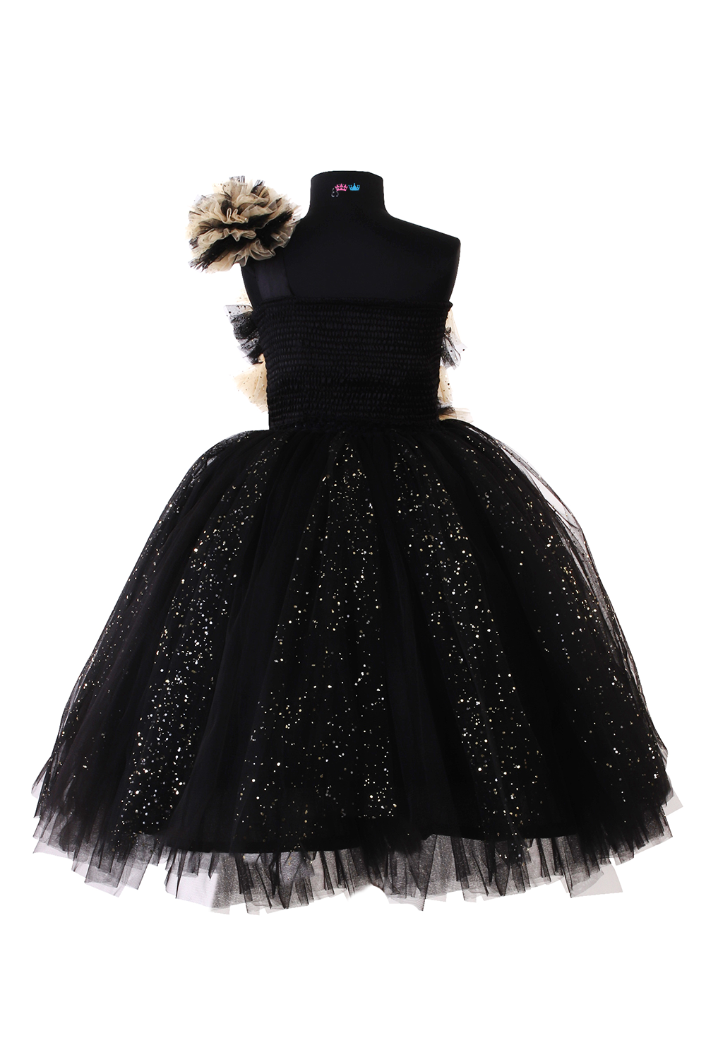 Black and beige frilled tutu gown