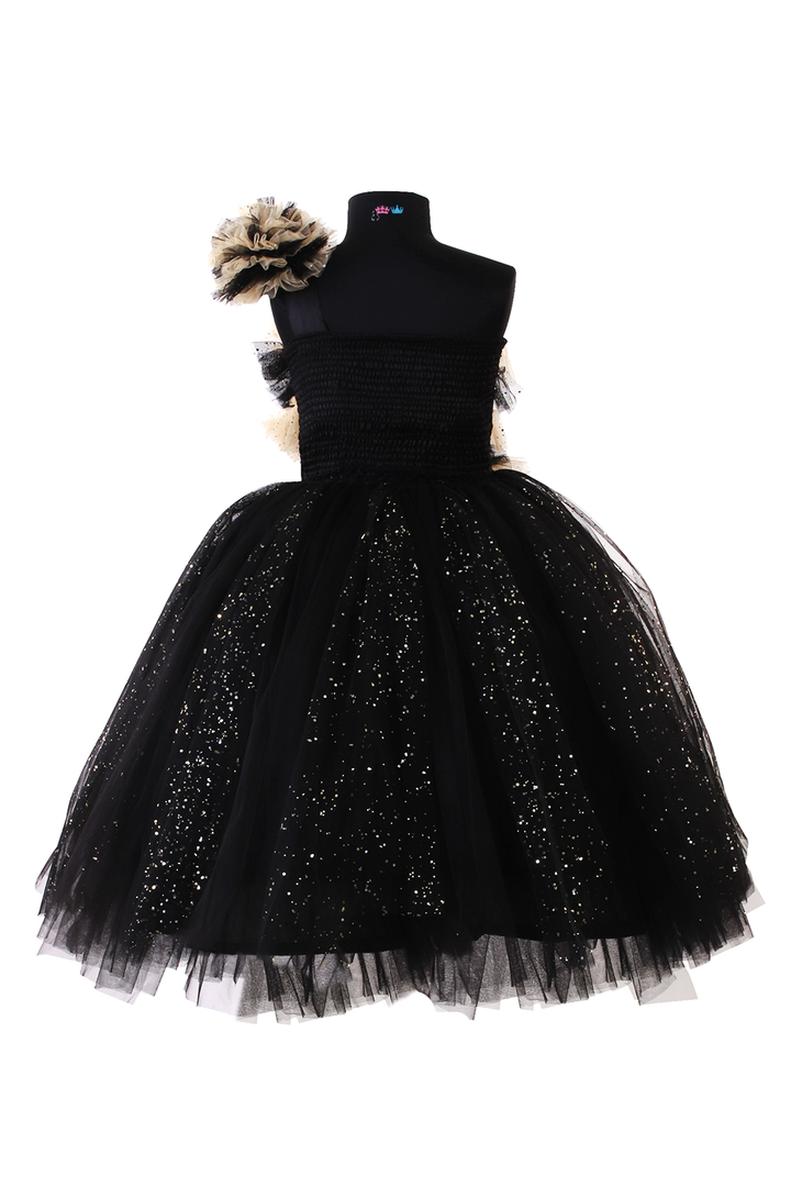 Black and beige frilled tutu gown