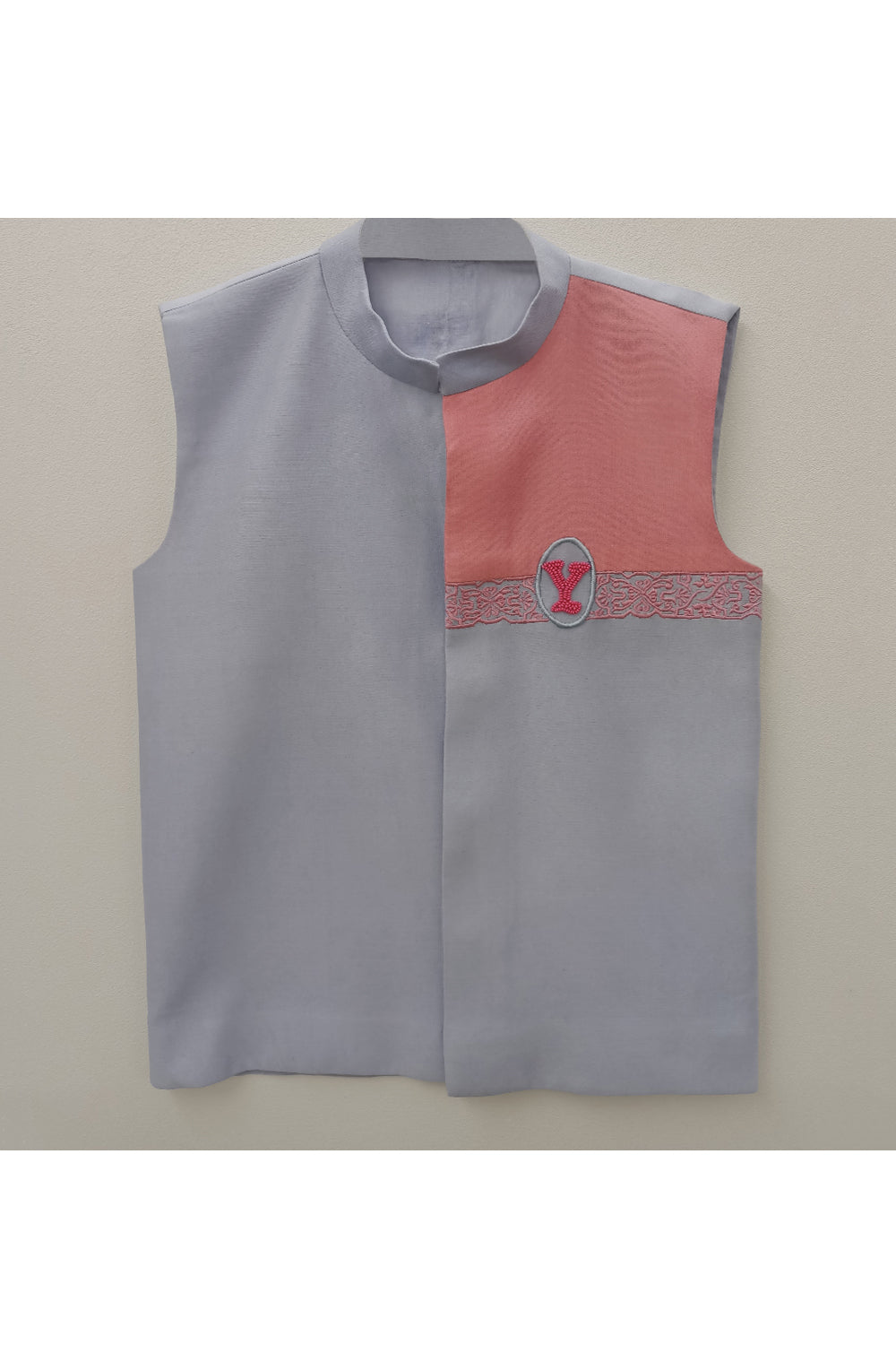 Lavender blue chanderi nehru jacket
