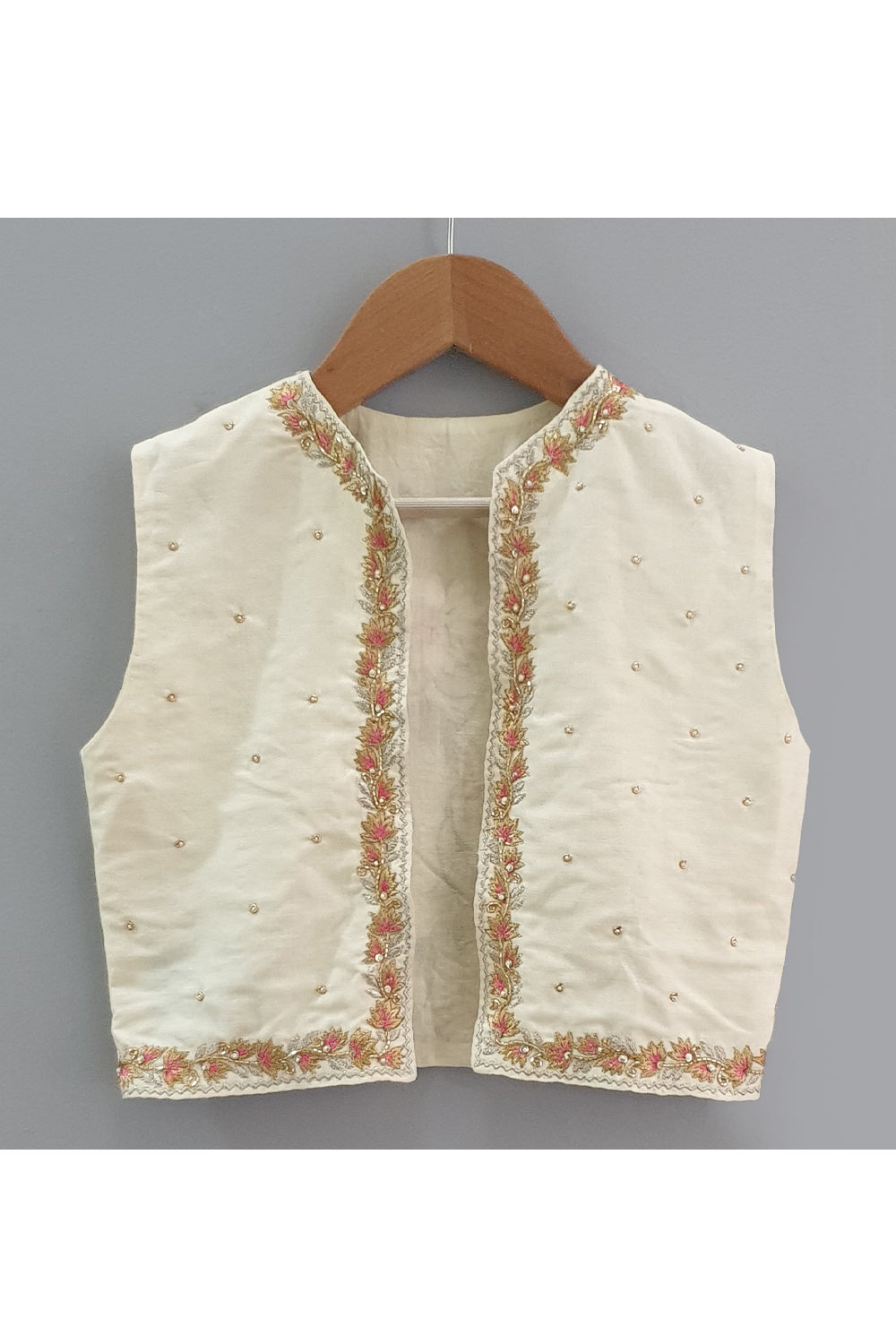 Off White Sequins Embroidered Bandi