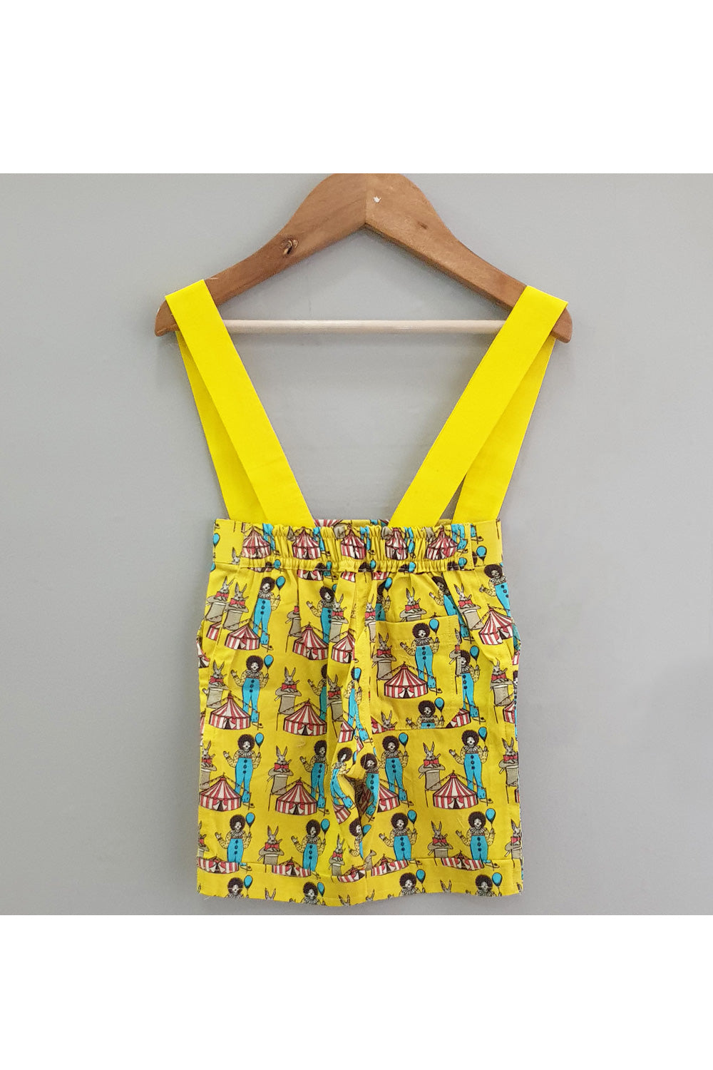 Circus theme shirt suspender and shorts set with bow