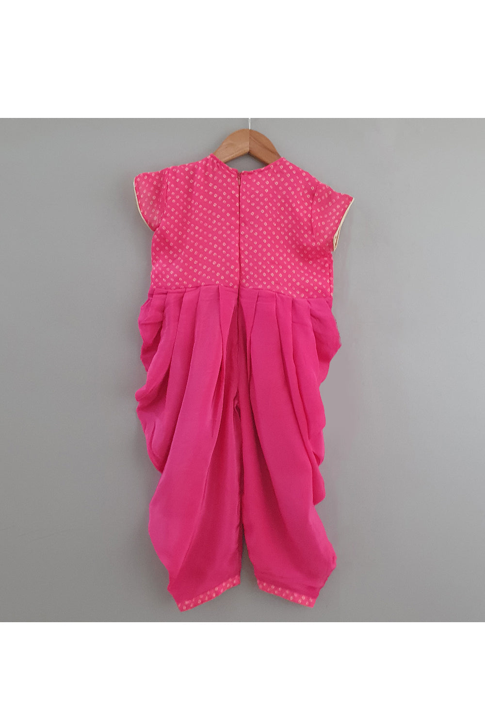 Bandhani printed yoke dhoti jumpsuit and sling bag