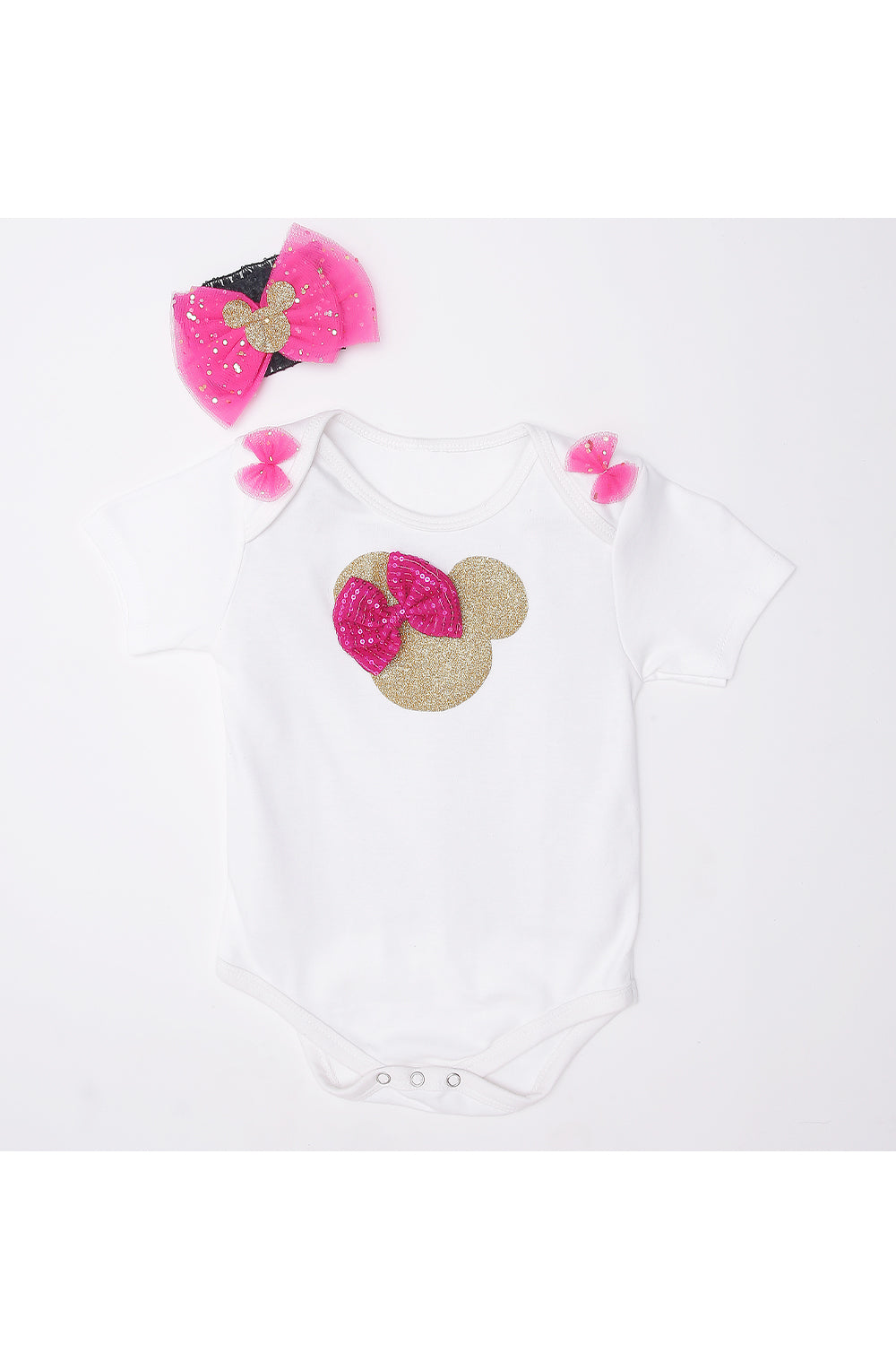 Pink minnie bodysuit with tutu skirt and hairband