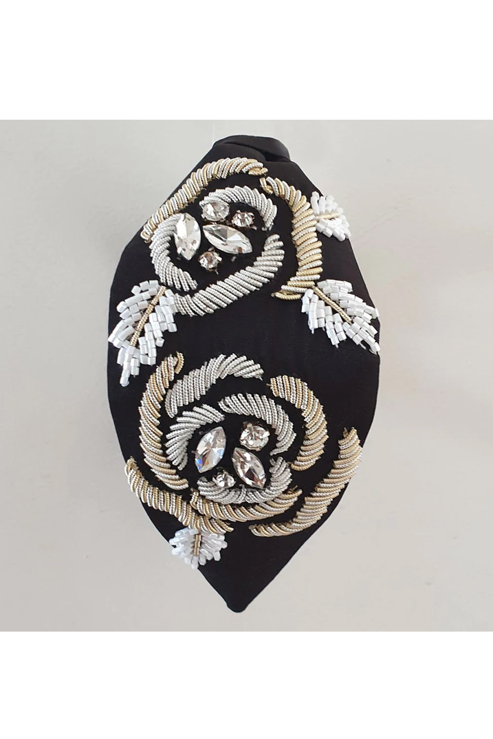 Rose embroidered black hairband