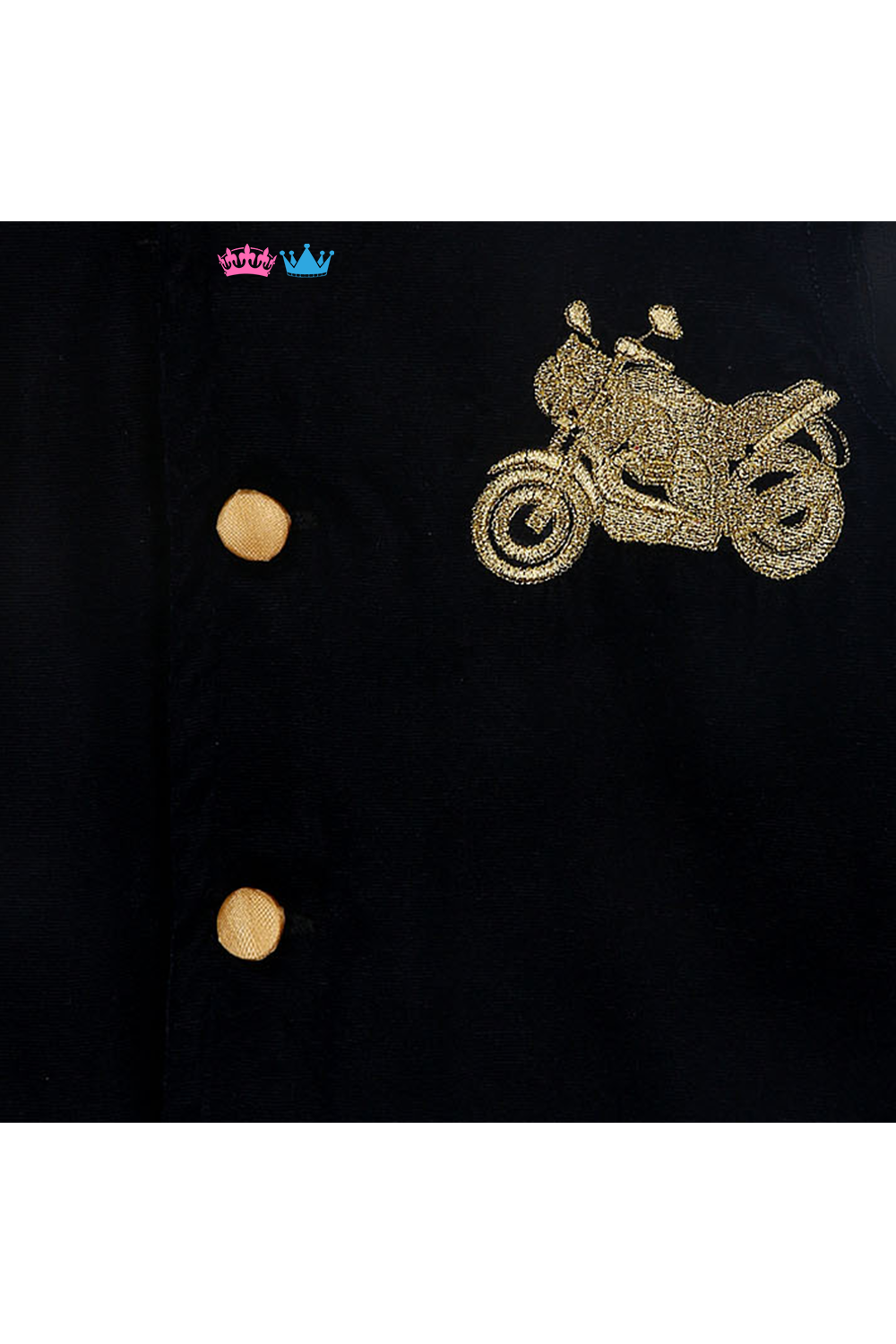 Bike embroidered organic black velvet jacket