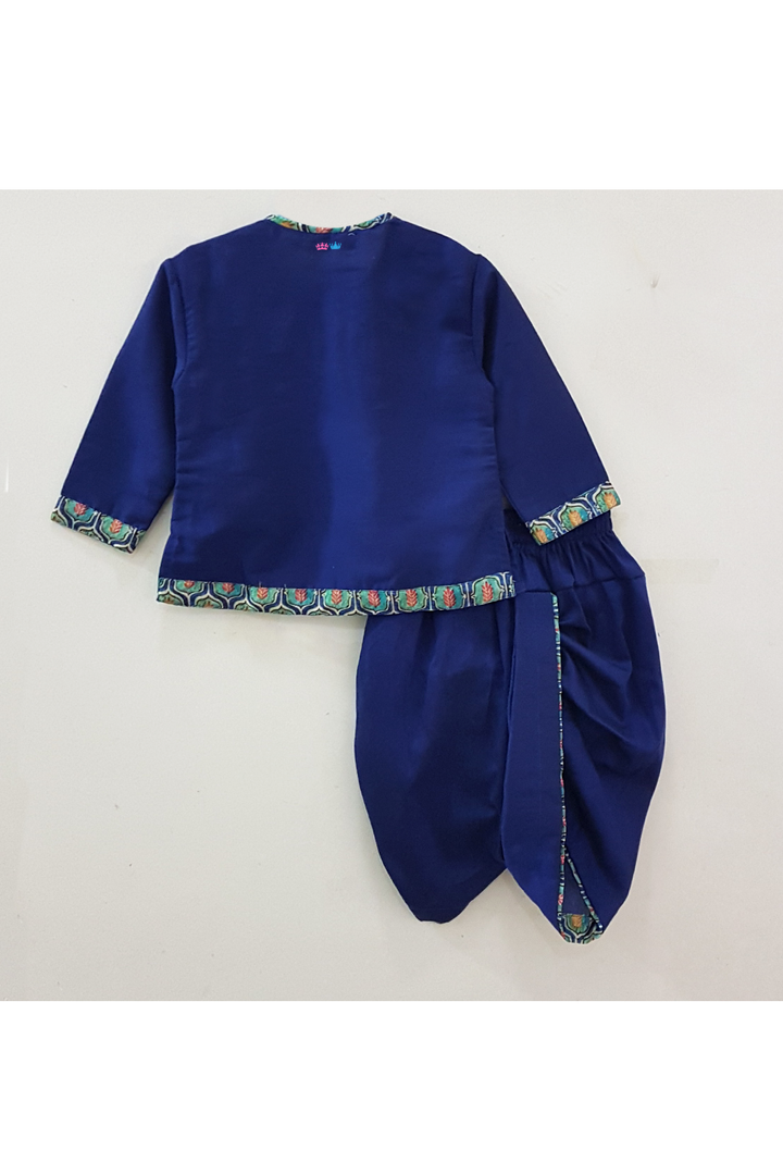 Blue pyara bhaiya embroidered kurta dhoti set