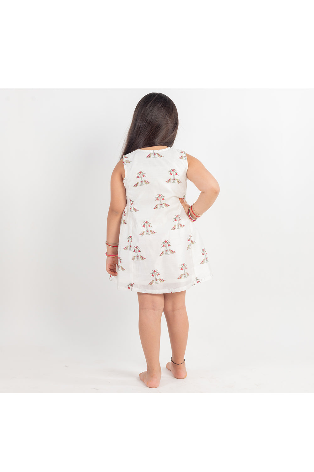 White Sequence Embroidered Angrakha Dress