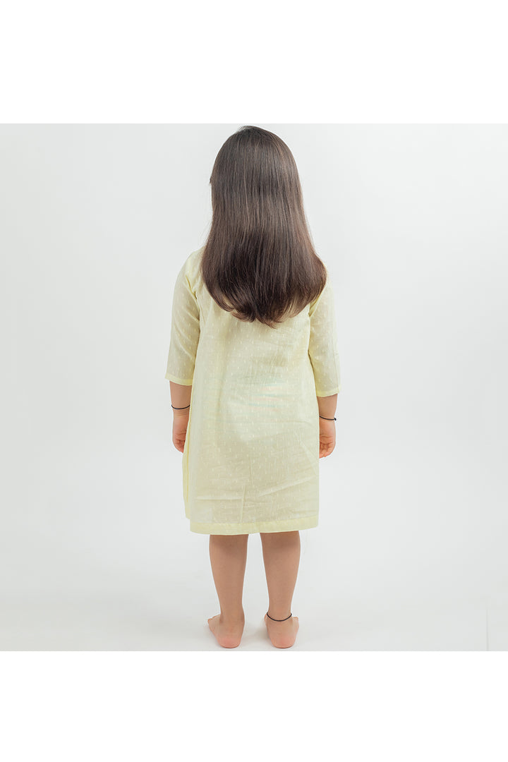 Yellow hand embroidered yoke dress