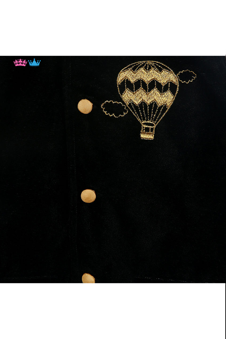 Parachute embroidered organic black velvet jacket