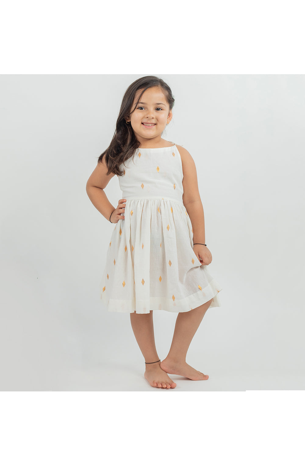 White zari boots woven dress