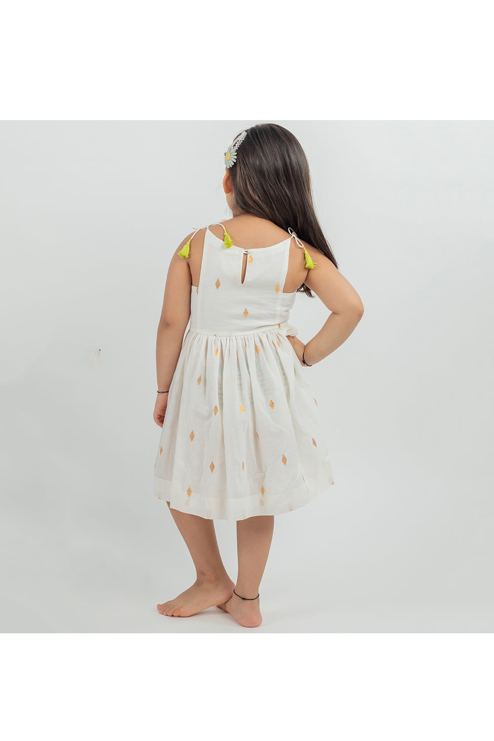 White zari boots woven dress