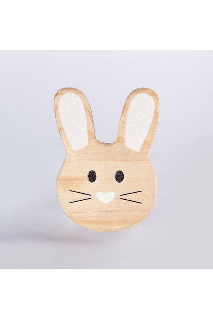 Beige Rabbit Face Wooden Knob