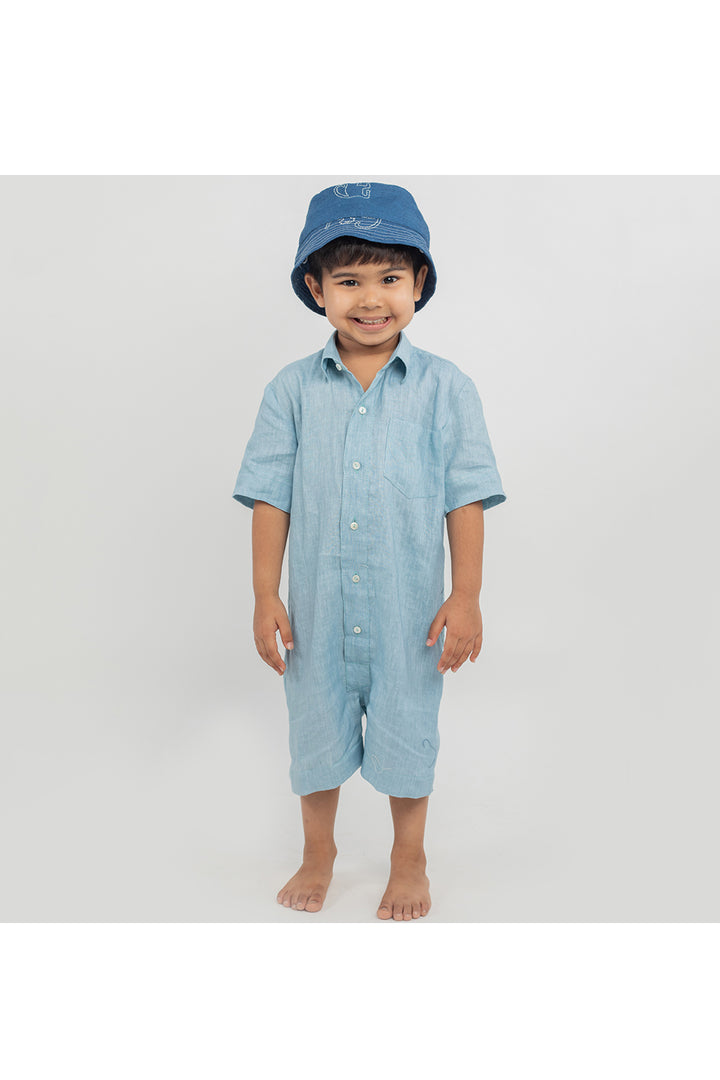 Light blue linen playsuit