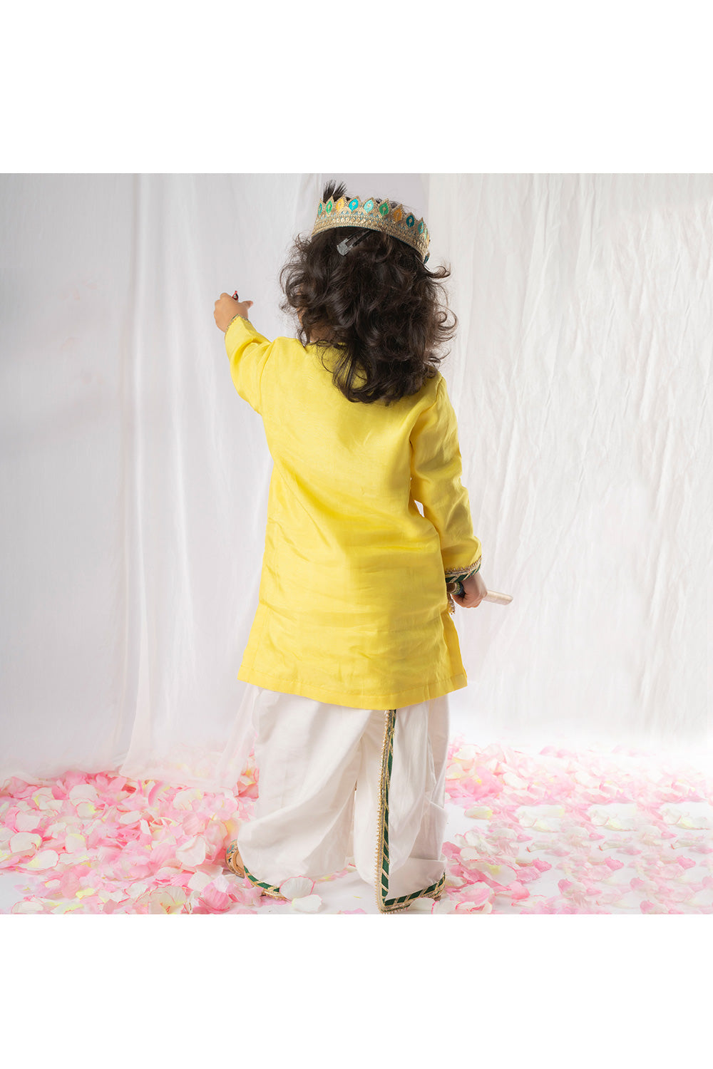 Yellow Balaji Embroidered Kurta With Dhoti Set