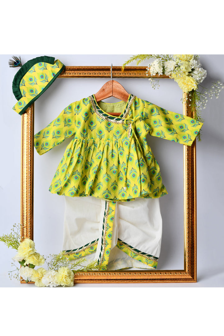 Parrot Green Peacock Printed Jamna Set