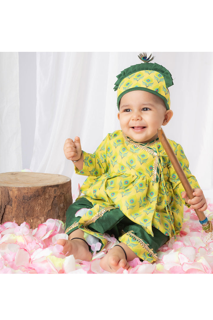 Green Peacock Printed Jamna Set