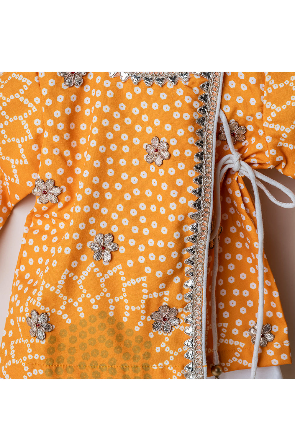 Mustard Yellow Flower Embellished Jamna Set