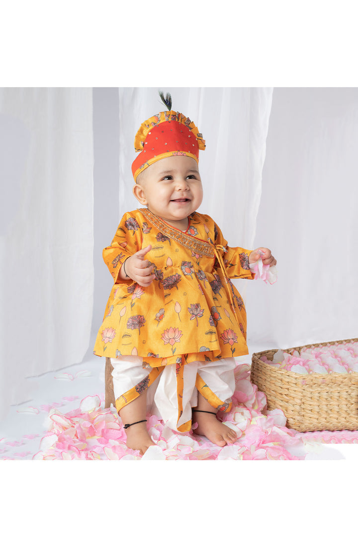 Orange Lotus Printed Jamna Set