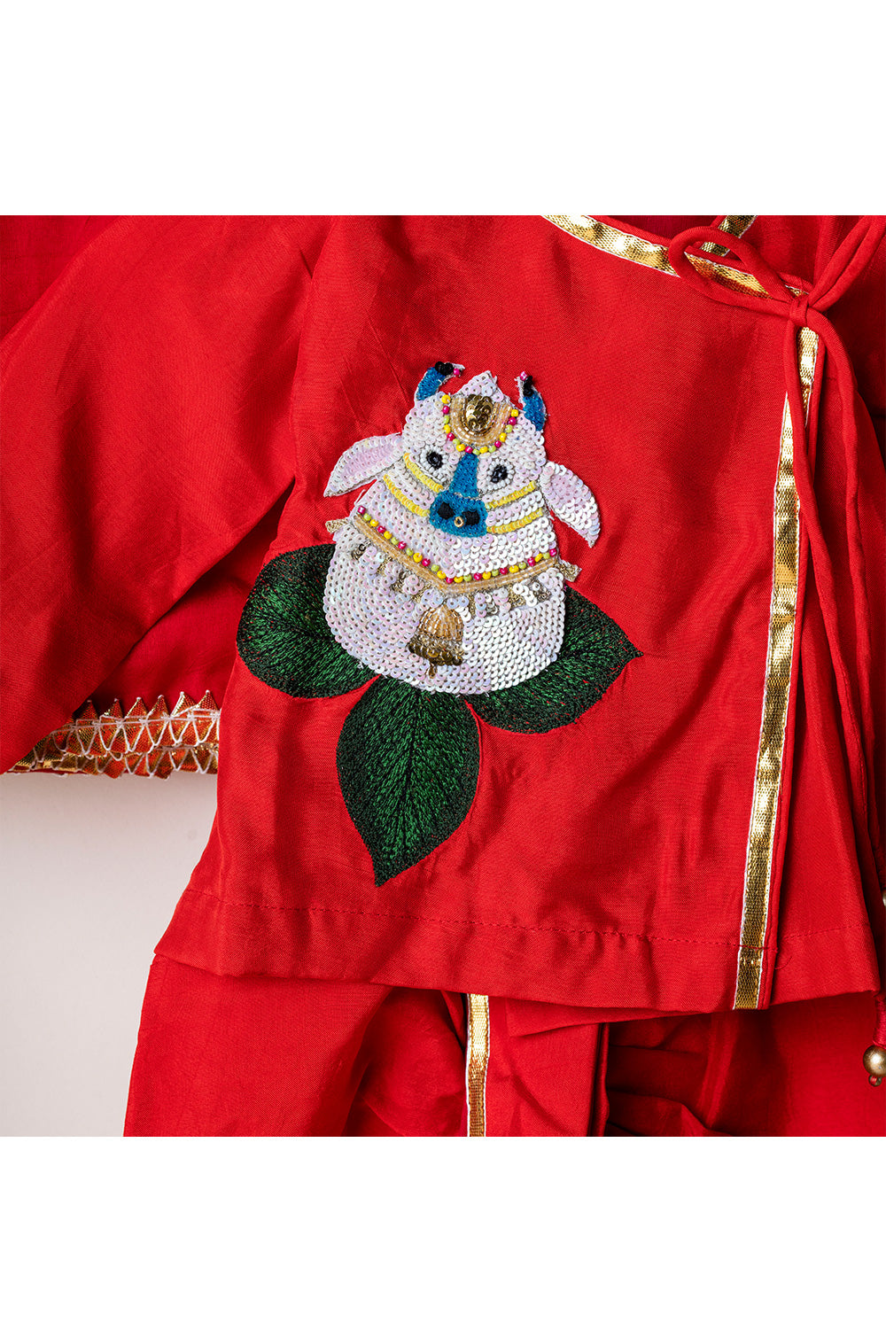 Red Sequins Motif Embroidered Jamna Set