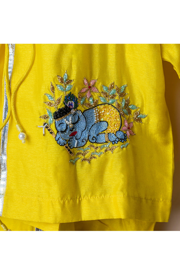 Yellow Krishna Embroidered Jamna Set